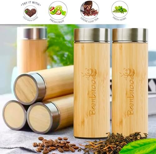Bamboo wrapped stainless steel tea tumbler — photo 3
