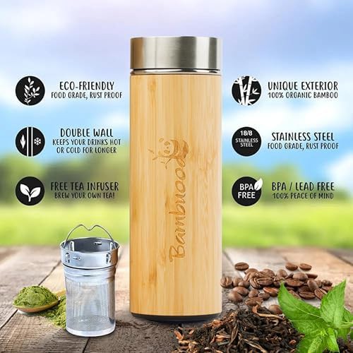 Bamboo wrapped stainless steel tea tumbler — photo 4