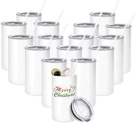 White Sublimation Skinny Straight Insulated Tumbler