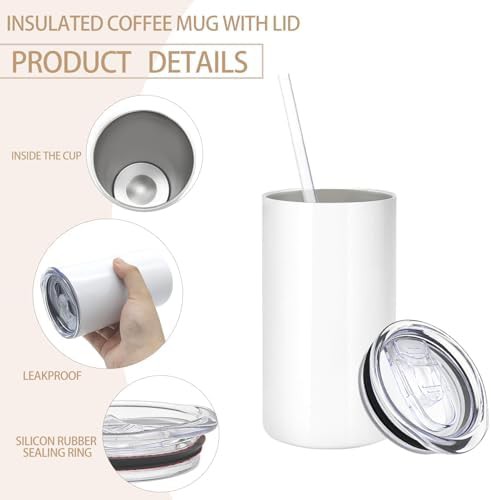 White Sublimation Skinny Straight Insulated Tumbler — photo 4