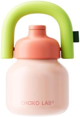 Pink and Green Fitness Flask with Straw