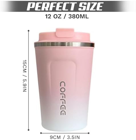 White and pink reusable insulated coffee cup — photo 4