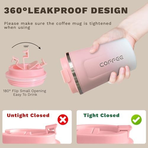 White and pink reusable insulated coffee cup — photo 5