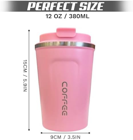 Pink stainless steel travel coffee tumbler 12 oz — photo 4