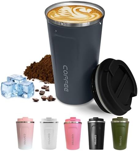 Blue vacuum insulated thermal coffee mug 17 oz
