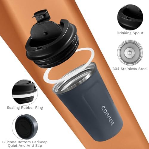 Blue vacuum insulated thermal coffee mug 17 oz — photo 3