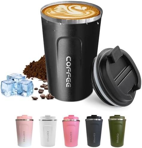 Black stainless steel travel mug 17 oz