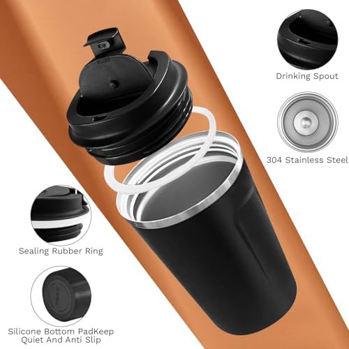 Black stainless steel travel mug 17 oz — photo 3