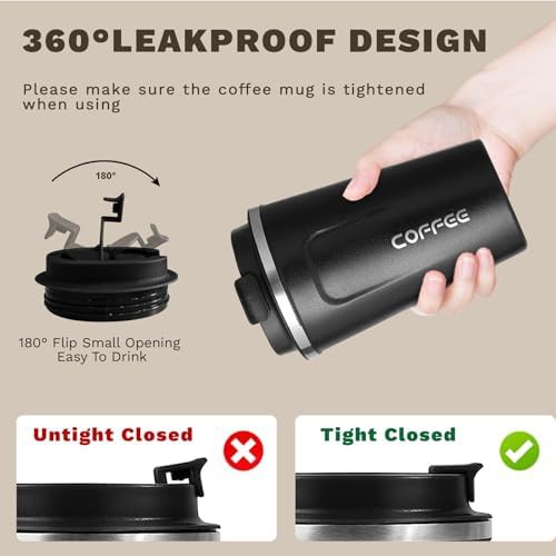 Black stainless steel travel mug 17 oz — photo 5