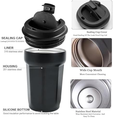 Black Double Wall Vacuum Office Mug 510ml — photo 3