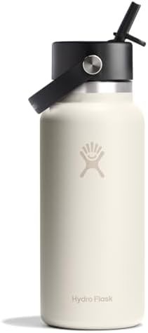 Ivory wide mouth bottle with straw lid 32 oz