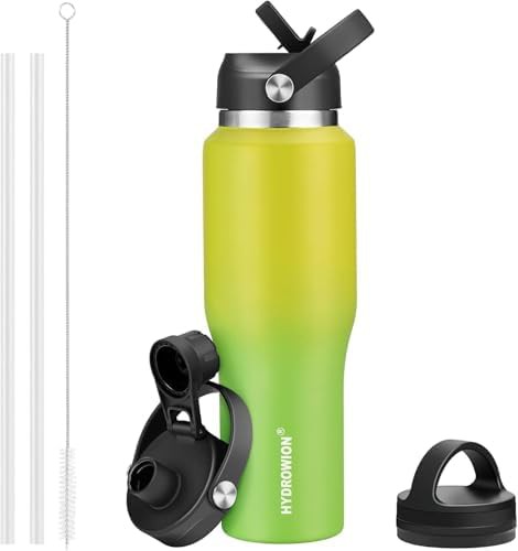 Yellow and green 40 oz travel mug