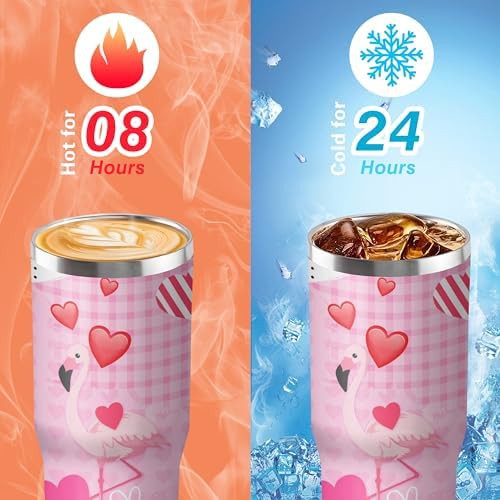 30oz stainless steel flamingo tumbler with straw — photo 4
