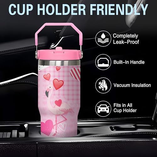 30oz stainless steel flamingo tumbler with straw — photo 5