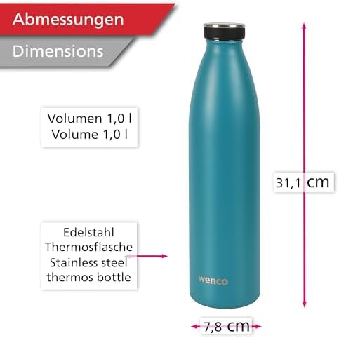 Caribbean blue stainless steel bottle 1 L — photo 4
