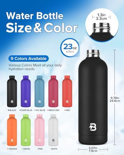 Black insulated stainless steel gym water bottle — photo 4