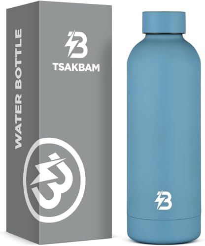 Sky blue insulated stainless steel travel bottle