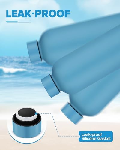 Sky blue insulated stainless steel travel bottle — photo 3