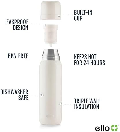 Cream insulated stainless steel thermos 32 oz — photo 3