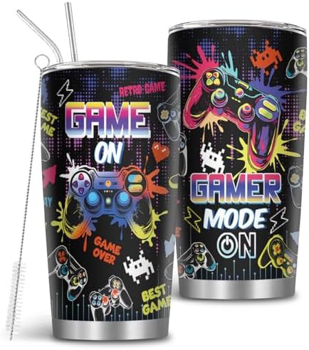 Black Video Game Controller Gamer Tumbler