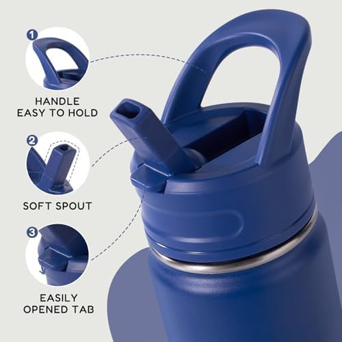 Blue 12 oz kids straw water bottle — photo 4