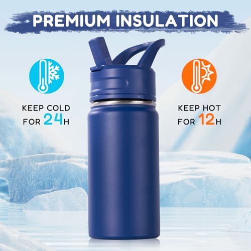 Blue 12 oz kids straw water bottle — photo 5
