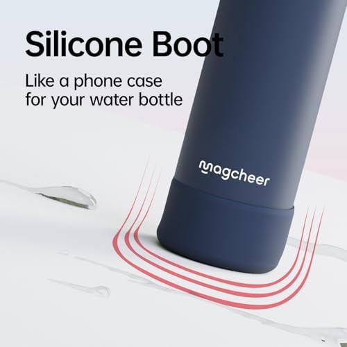 Navy blue sports bottle with magnetic phone holder — photo 5