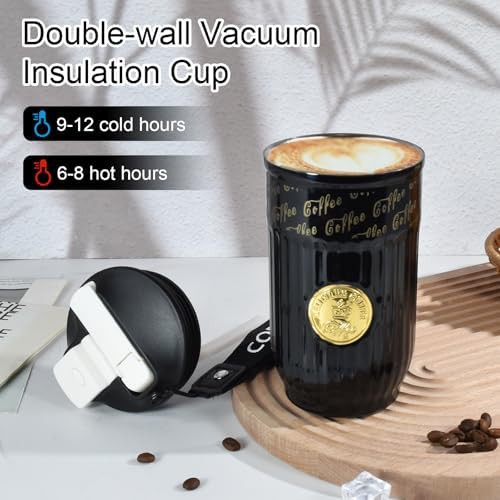 Black travel tumbler 14 oz with straw — photo 5