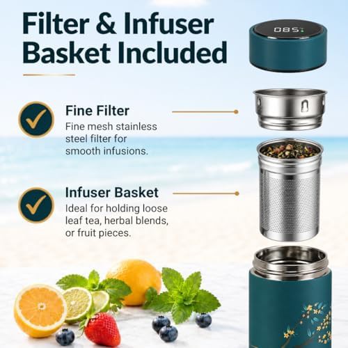 Green floral stainless steel travel tea infuser — photo 5