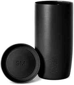 Black travel coffee mug with 360 lid 16 oz