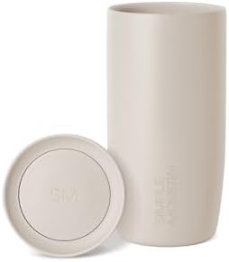 Beige travel coffee mug with 360 lid 16 oz