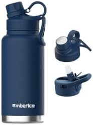 Navy blue 32 oz straw bottle