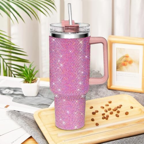 Glitter rhinestones 40 oz tumbler with handle — photo 4