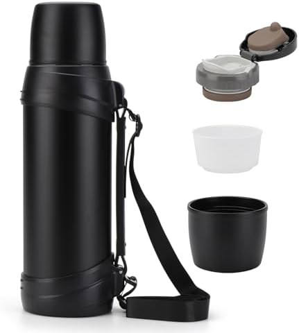 Large coffee thermos carafe with handle