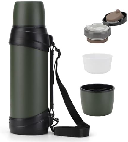 Stainless steel travel flask with handle