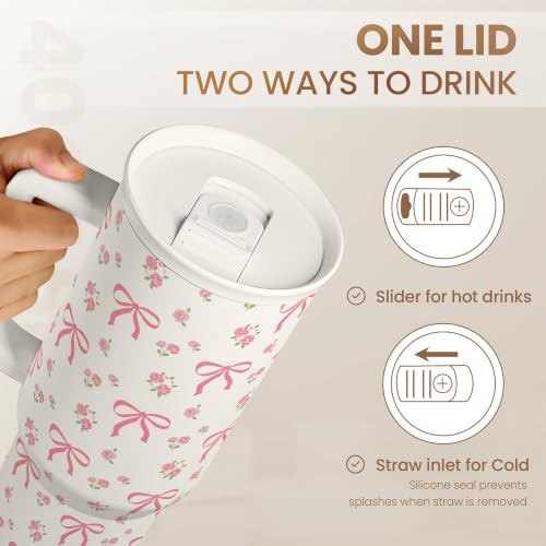 Bow Design Insulated Tumbler with Handle 40 oz — photo 4