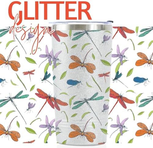 Dragonfly glitter silver travel tumbler — photo 2