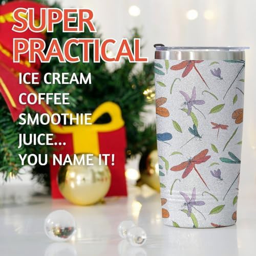 Dragonfly glitter silver travel tumbler — photo 4