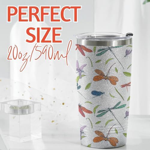 Dragonfly glitter silver travel tumbler — photo 5