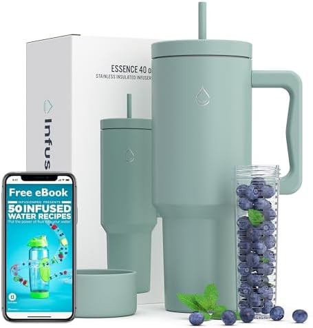 Blue surf 40 oz infuser tumbler with handle