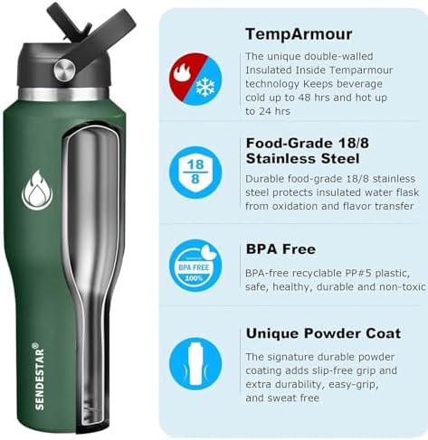 Dark Green 40 oz Camping Flask — photo 3