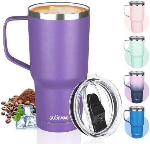 Ceramic lined travel tumbler in purple