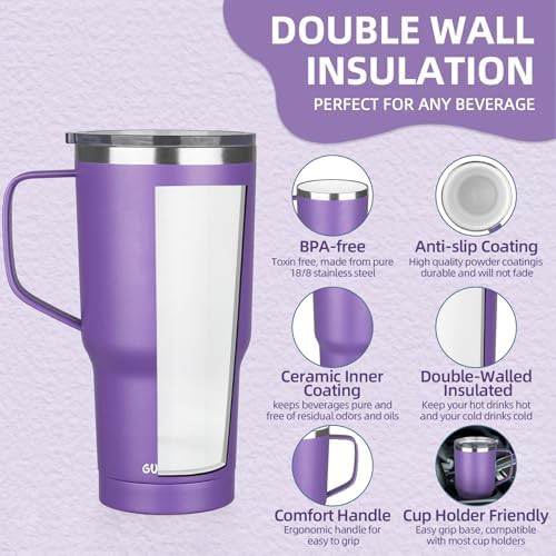 Ceramic lined travel tumbler in purple — photo 3