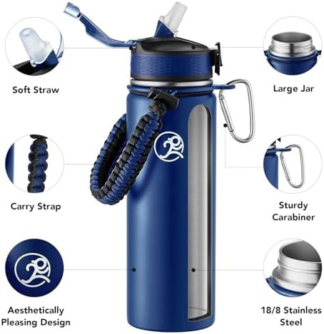 Stainless Steel Travel Bottle with Two Lids — photo 3