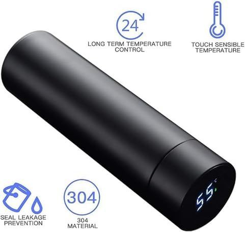 Smart LED temperature display black water bottle — photo 5