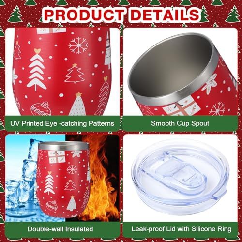 Christmas wine tumbler set with straws 18 pcs — photo 3