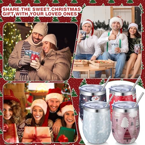 Christmas wine tumbler set with straws 18 pcs — photo 5