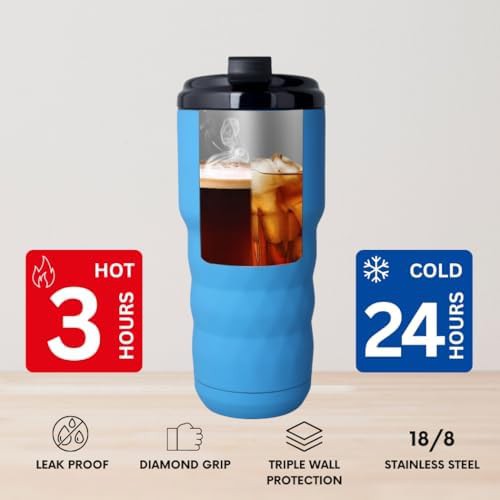 Blue stainless steel coffee tumbler 20 oz — photo 4