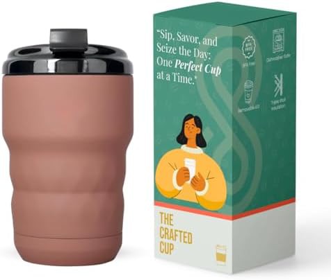 Brown stainless steel travel mug 12 oz