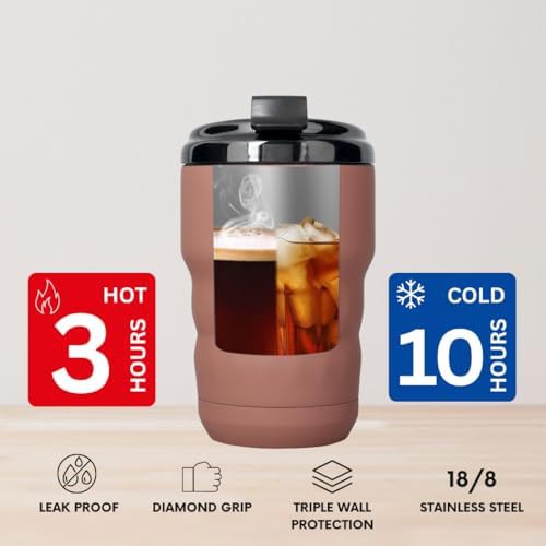 Brown stainless steel travel mug 12 oz — photo 3